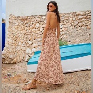 VRG GRL Sant Andrea Bias Cut Maxi Dress // Tan